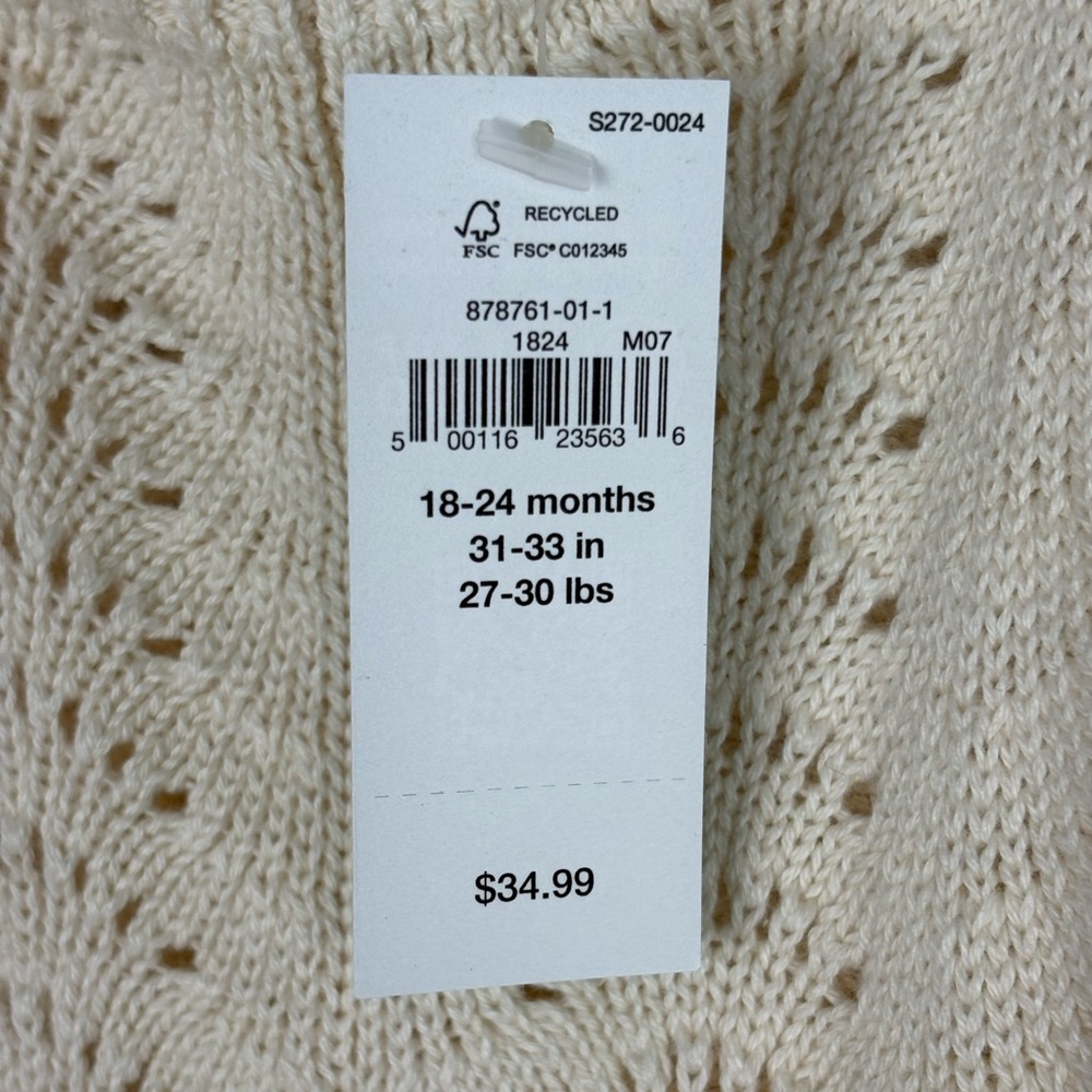 Baby GAP Crochet Sweater Knit Vanilla Cream Boho Indie Vintage-inspired Romper - Picture 10 of 13